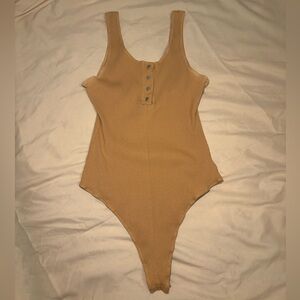 Tan Ribbed Bodysuit